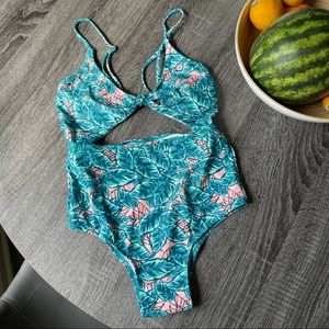 Leaf Patterned Swimwear one-piece